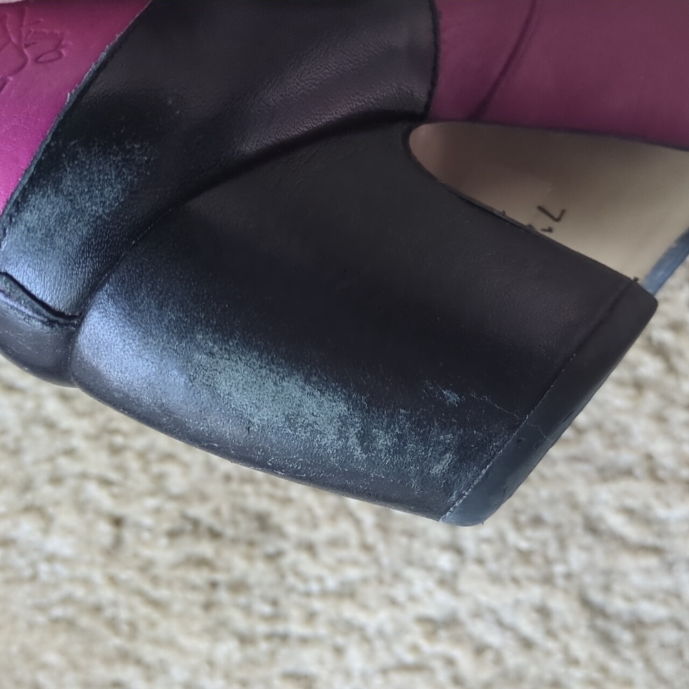 John Fleuvog Pink & Black Heels With Buckle Strap Size 7.5 - Picture 7 of 16